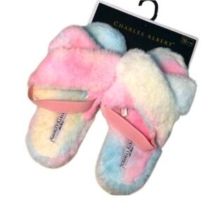 New Charles Albert Indoor/Outdoor Rainbow Slippers - Size M